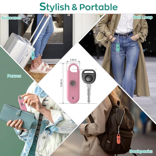 Fauxomor 140dB Personal Safety Alarm for Women 3pack Self Defense Keychain - color: Pink+Blue+Black