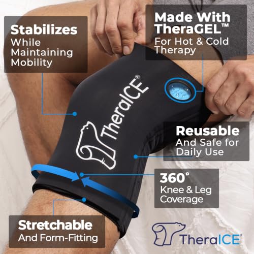 TheraICE Knee Ice Pack Wrap, Knee Brace for Women Men, Compression Sleeve - size: X-Large, style: Original