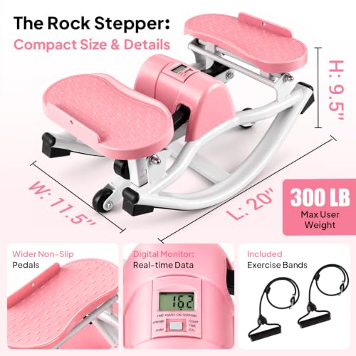 Rock Stepper Side to Side, 300 LBS Capacity, Side Stepper Exercise at Home - color: Glossy Pink