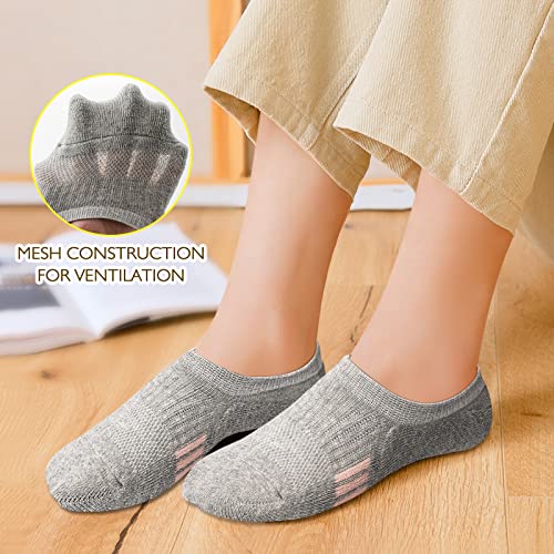 Amutost Womens No Show Socks Anti-Slip Cushioned Breathable 5-10Pairs - color: 2 Pairs Grey 2 Pairs White 2 Pairs Black, size: 5-8