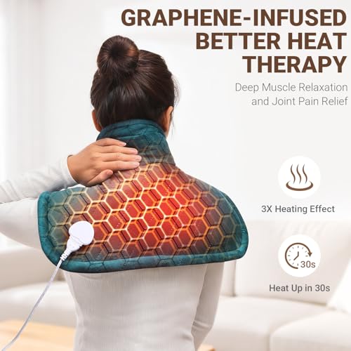 Graphene-Infused Heating Pad for Neck and Shoulders and Back, Heated Wrap