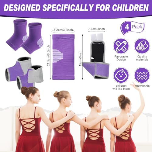 Tarpop 2 Pairs Kids Ankle Brace, Compression Sleeves, M+S, Purple - color: Purple, size: Small,Medium