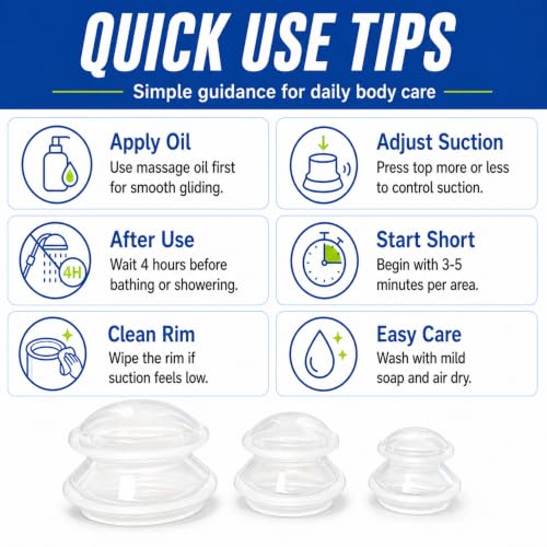 ELERA Silicone Cupping Set for Massage, 3 Cups (L M S) - style: 3 Cups (L M S size)