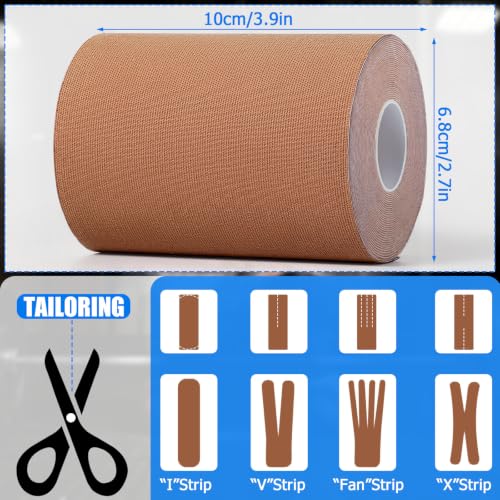 3 Pack Kinesiology Tapes, 4in x 5.5yd Sports Tape for Athletes - color: Dark Tan - 4in