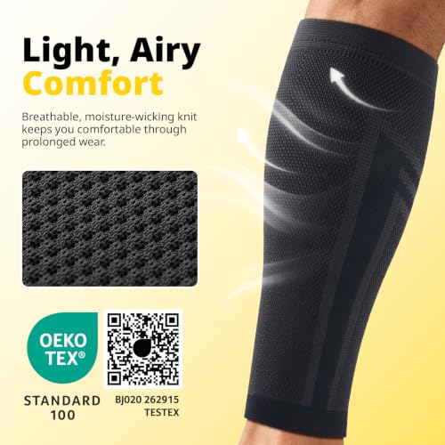 CAMBIVO Calf Compression Sleeve 15-20mmHg Footless for Shin Splint Relief - color: Black