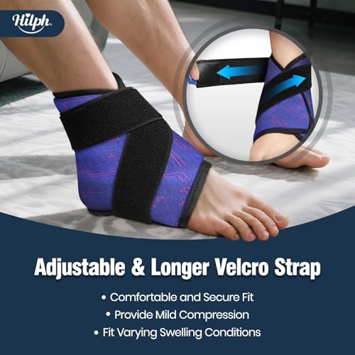 Hilph Ankle Heel Ice Pack Wrap for Plantar Fasciitis with Massage Ball, Ice & Compression Therapy Flexible Foot Gel Ice Pack Wrap for Ankle Sprain