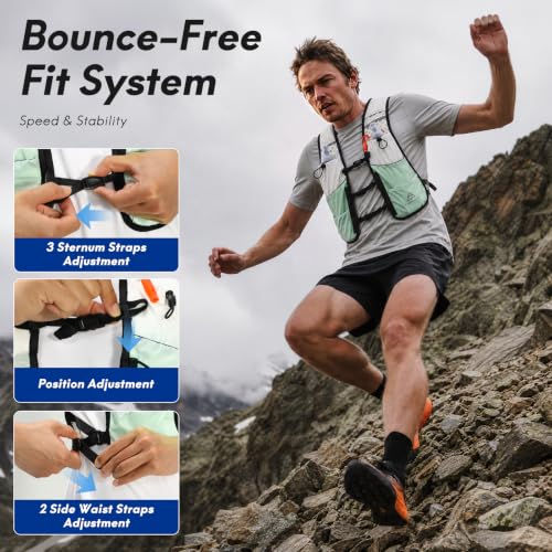 Haimont 5L Trail Running Hydration Vest with Soft Flasks - color: Green, size: Medium