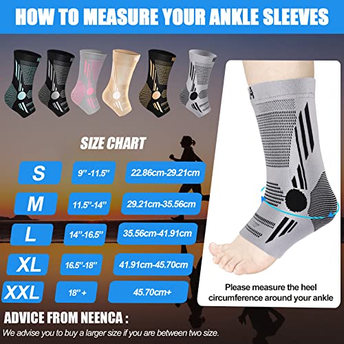 NEENCA Foot & Ankle Brace Socks for Sprained-Ankle Compression Sleeves Set - color: Grey, size: Large