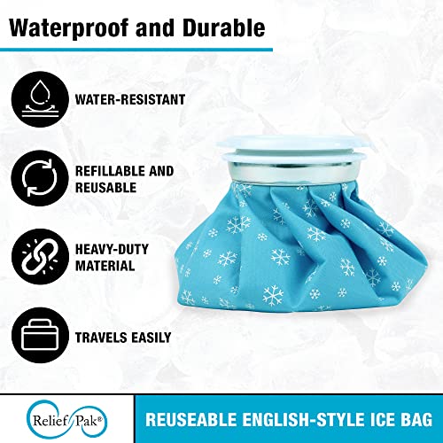Relief Pak English-Style Ice Bag / Pack Cold Therapy to Reduce Swelling, Decrease Pain and Offer Cold Compression Relief from Bruises, Migraines, Aches, Swellings, Headaches and Fever, 6" Diameter - size: 6in Diameter