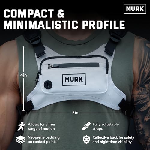 MVRK Water Resistant Running Vest Chest Pack, Phone Holder for Running, Lightweight Training Pack with Reflective Detail - color: Off-white