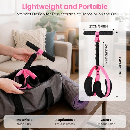 Rojvvec Pedal Resistance Bands with Handles, 55LBS Exercise Band for Women - color: Pink-Black