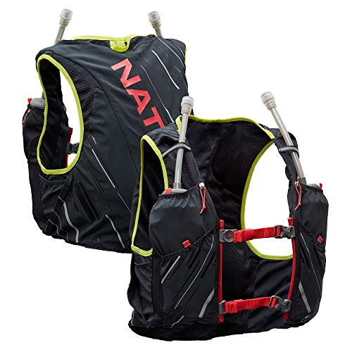 Nathan Pinnacle Hydration Running Vest Backpack for Trail Running & Marathon with Soft Flasks, Lightweight Water-Resistant Race Vest - color: Black / Hibiscus, size: X-Small