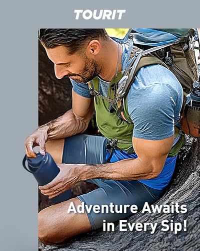 TOURIT 40 oz Insulated Stainless Steel Water Bottle, Black - color: Obsidian, size: 40 Ounces