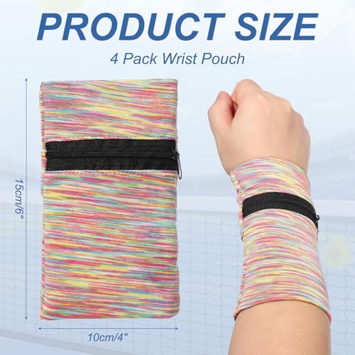 Wrist Pouch Wrist Wallet Wristband with Zipper Sports Sweatbands - color: Rainbow