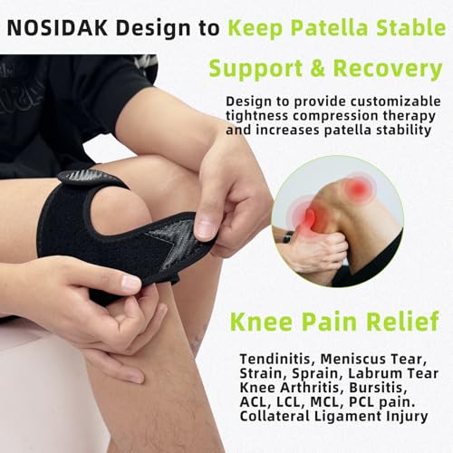 Patellar Tendon Support Strap, Patella Knee Brace for Men Women - style: Black-1Pair