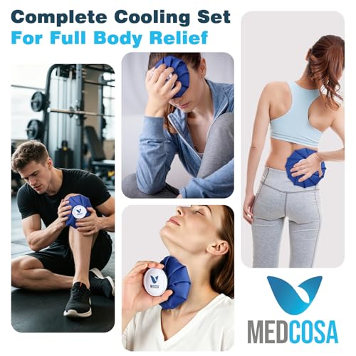 Medcosa Large Ice Bags 9 inches | One Size fits All | Stay Dry, Stay Cool with Our Reusable Soft Fabric Ice Pack | Ideal for Sport Injuries, R.I.C.E Treatment, Scrapes & Headaches - style: Ice Bag - 9 Inches