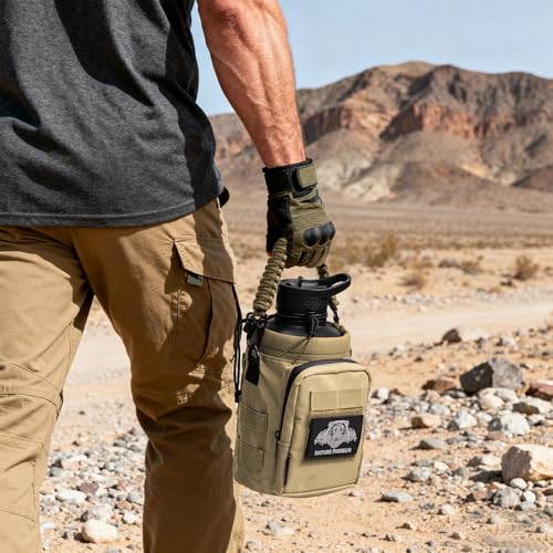 NATURE PIONEOR 32 64 128oz Tactical Water Bottle Pouch, MOLLE Bottle Holder - color: Khaki, size: 64OZ