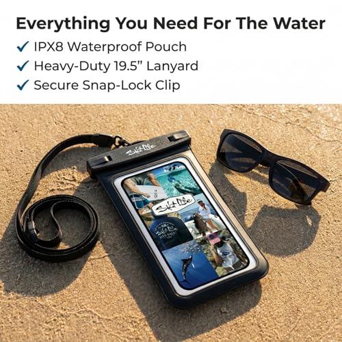 SALT LIFE Waterproof Phone Bag Sleeve – IPX8 100% Waterproof Protection, Universal Phone Pouch with Touchscreen Clear Window, Secure Seal Closure & Lanyard for Beach, Pool, Kayak & Travel (Dark Green) - color: Dark Green