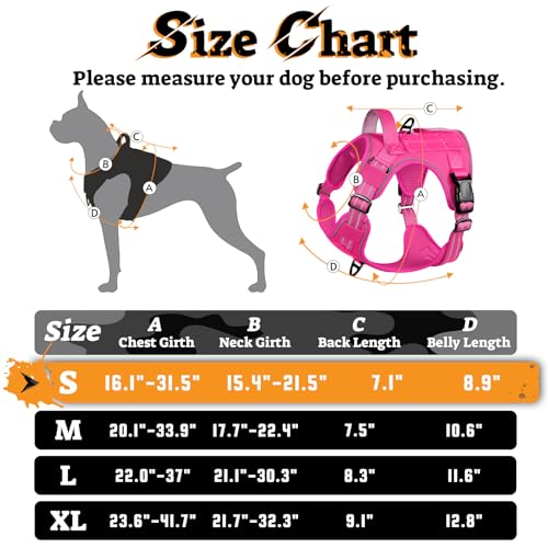 rabbitgoo Tactical Dog Harness for Small Dogs, No Pull Service Pet Vest - color: Rose Red, size: S(Chest:16.1"-31.5",Neck:15.4"-21.6",Back:7.1")