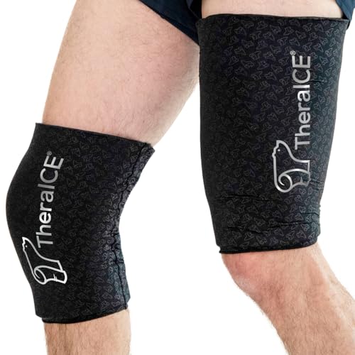 TheraICE Knee Ice Pack Wrap PRO, Knee Brace Compression Sleeve, FocusZone - size: X-Large, style: PRO