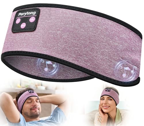 Perytong Sleep Headphones Wireless, Bluetooth Headband Sports Sleeping Headphones Sleep Mask Earbuds Breathable Wireless Music Headband for Side Sleepers Sleeping Travel Workout Running Air Travel - color: HB Purple