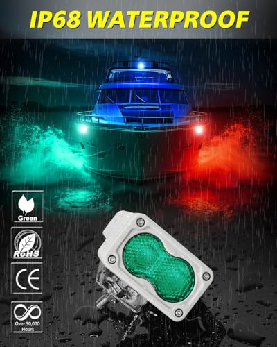Green LED Pods Waterproof 3" 40W CREE LED Marine Navigation Lights - color: Green