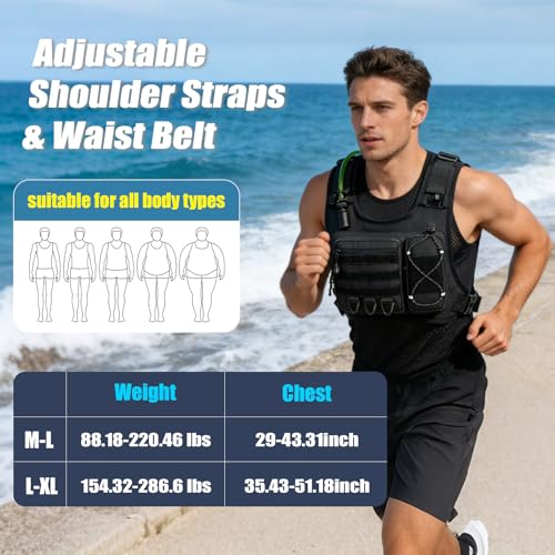 Running Vest with 2L Leakproof Water Bladder, Chest Pack for Hunting with Insulated Compartment for Men & Women Running, Cycling, Camping, Hiking, Skiing