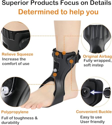 AFO Drop Foot Brace, Upgraded Medical Foot Up Ankle Foot Orthosis Support with Inflatable Airbag for Hemiplegia Stroke Shoes Walking Foot Stabilizer (Left, Small)