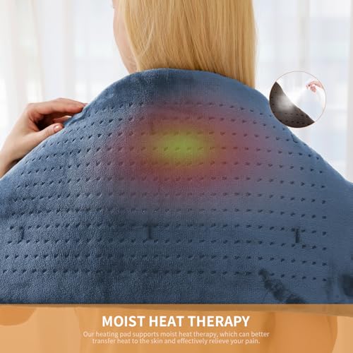 SAROO Heating Pad for Back Pain Cramps Relief, 12"×24", Denim Blue - color: Denim Blue