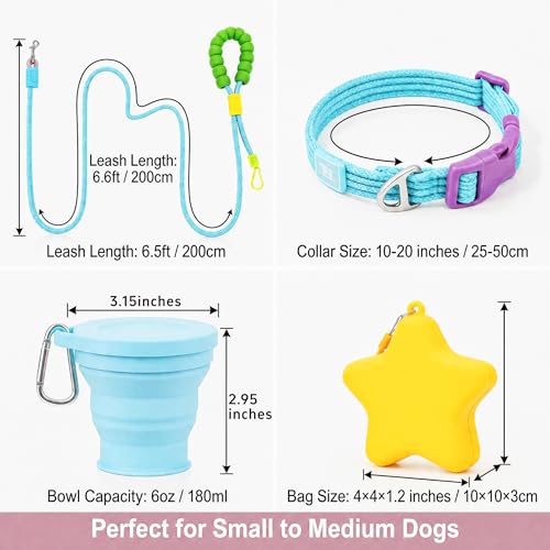 4-Piece Dog Collar and Leash Set with Water Bottle and Poop Bag Dispenser