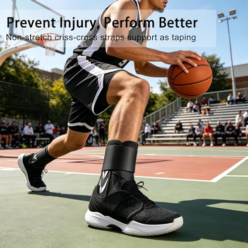 Lace Up Ankle Brace for Women Men, Ankle Support Brace for Sprained Ankle, Ankle Stabilizer Brace with 2 Auto-Shaped Pads, Air Fabric Cool Medical Ankle Brace for Peroneal Tendonitis & Injury Recover, Basketball, Sports, L(13”-14”) - size: Large
