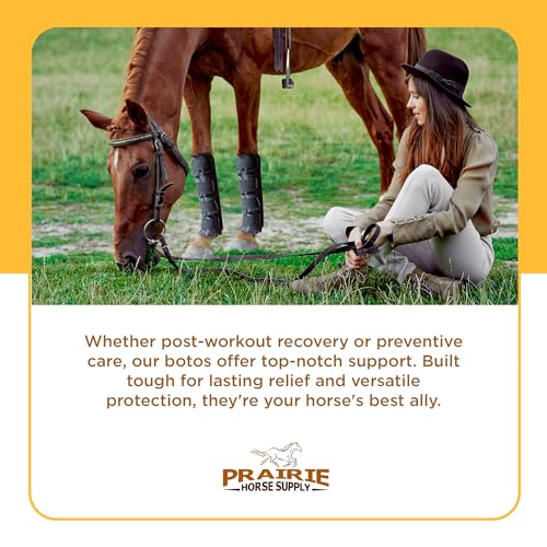Prairie Horse Supply - Durable Nylon Ice Boots for Horses & Ponies - Cold Therapy Gel Boot Wrap for Hock, Ankle, Knee, Legs, Hooves One Size - Black Flexible Straps, Skid & Shipping Boots - (Black)