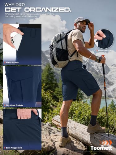 Toomett Mens Hiking Cargo Shorts - color: Blue, size: 29
