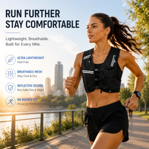 Running Vest for Women and Men,Vests with Water Bladder and Included Bottle，Lightweight Hydration Trail Running Vest - color: BLACK, size: Medium-Large
