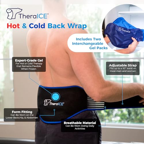 TheraICE Ice Pack Back Brace for Lower Back Pain, Hot or Cold Therapy Back Pain Relief Products for Lower Lumbar, Sciatic Nerve, Herniated Disc (2 Pack) - style: 2 Pack