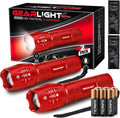 GearLight LED Flashlight High Lumens, Mini Tactical LED Flashlight 2 Pack, 5 Modes Zoomable Beam, Battery Powered for Camping, Hunting, Home & Emergency, Compact Small LED Flashlight (Red) - color: Red 2 Pack