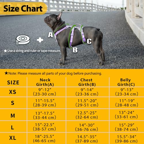 Huntboo Escape Proof Dog Harness, No Pull Reflective Harness with Lift Handle,Adjustable Pet Vest with Front and Back Leash Clips for Small Medium Large Dogs Walking Hiking Training(Lavender Purple,L) - color: Lavender Purple, size: Large(Pack of 1)