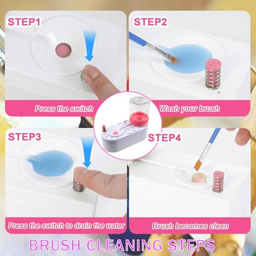 Upgraded Paint Brush Cleaner Tool,Brush Rinser Cup Painting Running Water Circulation Art Supplies for Acrylic,Watercolor and Water Based for Adults Artist Beginners and Kid(Pink) - color: Pink