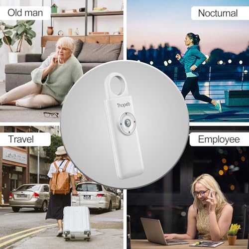 Thopeb Personal Safety Alarm for Women – Superior Loud Siren & SOS Strobe - color: Metallic Silver