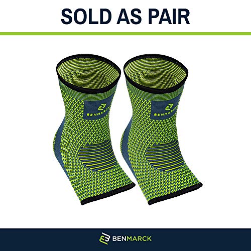 Benmarck Achilles Tendon Support Brace, Plantar Fasciitis Sock, Ankle Compression Sleeve For Running, Tendonitis and Flat Feet Relief - color: Fjord Blue