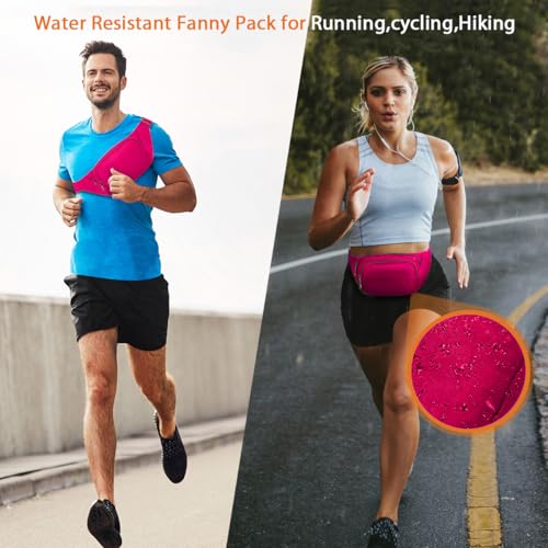 Large Fanny Pack for Women Men - Syican Waist bag with 3-Zipper Pockets - color: Rose