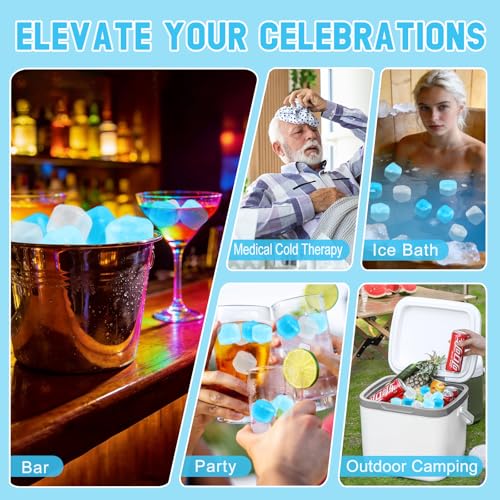 300 PCS Reusable Ice Cube for Drink, Refreezable Plastic ice Cubes Without Diluting BPA Free, Suitable for Whiskey Coffee Bars Ice Baths Camping, Instant Cooler Packs（Blue & White） - color: Blue & White