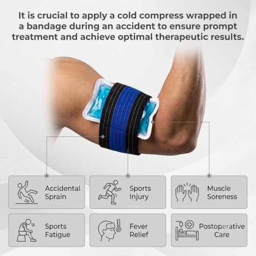 6 Pack Ice Pack Extension Straps - 35"x3" Elastic Wrap for Hot & Cold Packs - color: Black and Blue