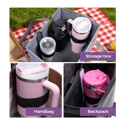 Water Bottle Holder Clip for Tote Bag, Backpack & Grocery Bags - Adjustable Anti-Slip Cup Holder Insert - Keeps Drinks Upright & Prevents Spills - Portable Bag Organizer (Black) - color: Black