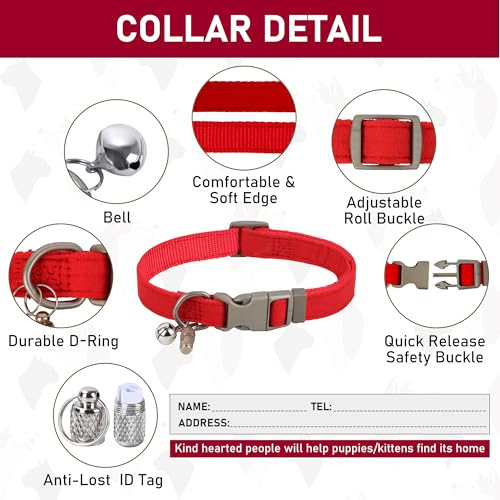 GAMUDA Small Pet Harness Collar and Leash Set, Step in No Chock No Pull Linen Fabric Soft Mesh Dog Vest Harnesses Reflective for Dogs Puppy Cats Kitten Rabbit (Red, S) - color: Red, size: Small