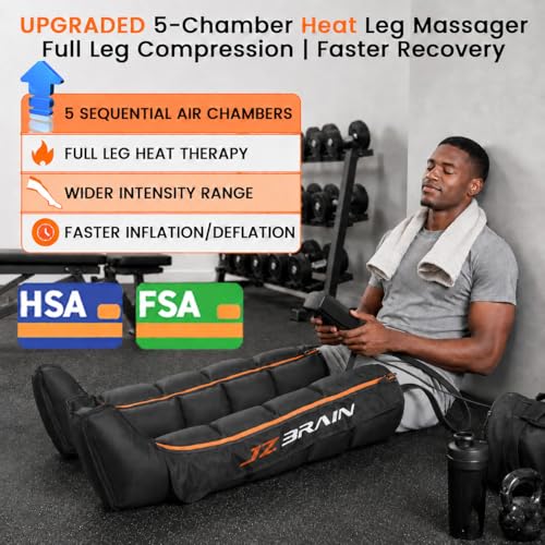 Air Compression Boots Leg Massager: Sequential Full-Leg Recovery with Heat, 6 Modes & 11 Intensities for Post‑Workout Relieve & Daily Relaxation for Athletes, Fitness Users (Medium) - size: Medium