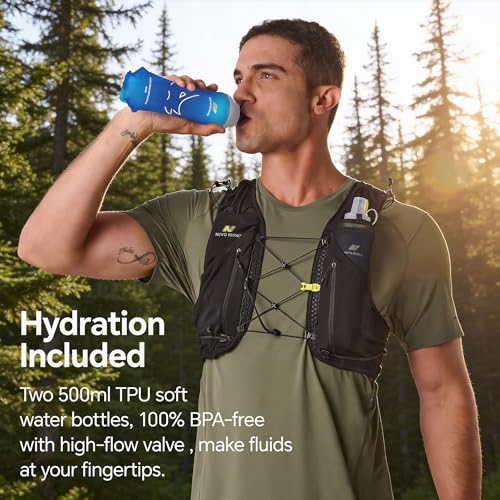 N NEVO RHINO 12L Trail Running Hydration Vest with 2 TPU 500ml Soft Flasks - color: White, size: Medium