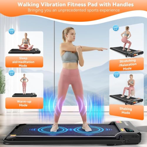 ANCHEER Walking Pad with Incline - Under Desk Treadmill with Handle Bar - color: Dark Black