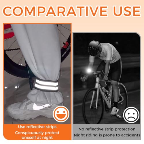 3 Pairs Reflective Bands for Walking at Night, High Visibility Safety Reflector Arm/Wrist/Ankle Straps for Runners, Cyclists, Night Running, Jogging & Outdoor Work (Black, Green, Orange)