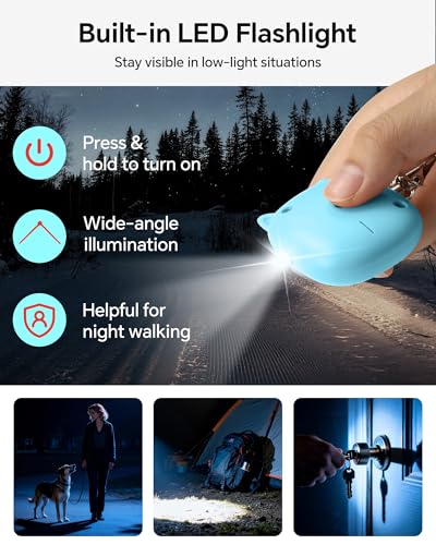 Personal Safety Alarm, VIGOROAD 2 Pack Loud 130dB Siren Emergency Panic Alarm with LED Light, Easy Pull Pin Keychain Self-Defense Security Alarm for Women, Seniors, Kids - color: Blue/Pink
